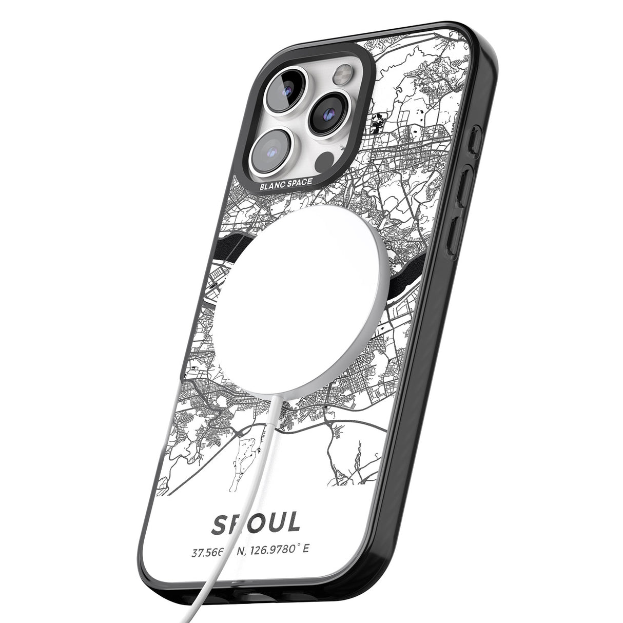 iPhone 16 Pro Max Map of Seoul, South Korea Black Impact Phone Case