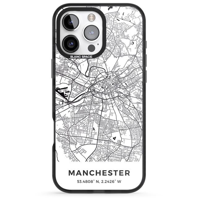 iPhone 16 Pro Max Map of Manchester, England Black Impact Phone Case