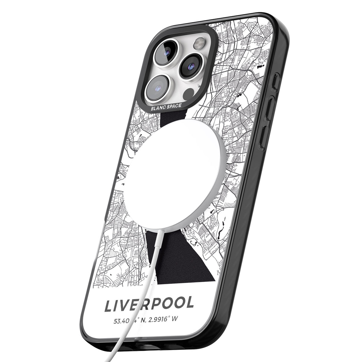 iPhone 16 Pro Max Map of Liverpool, England Black Impact Phone Case