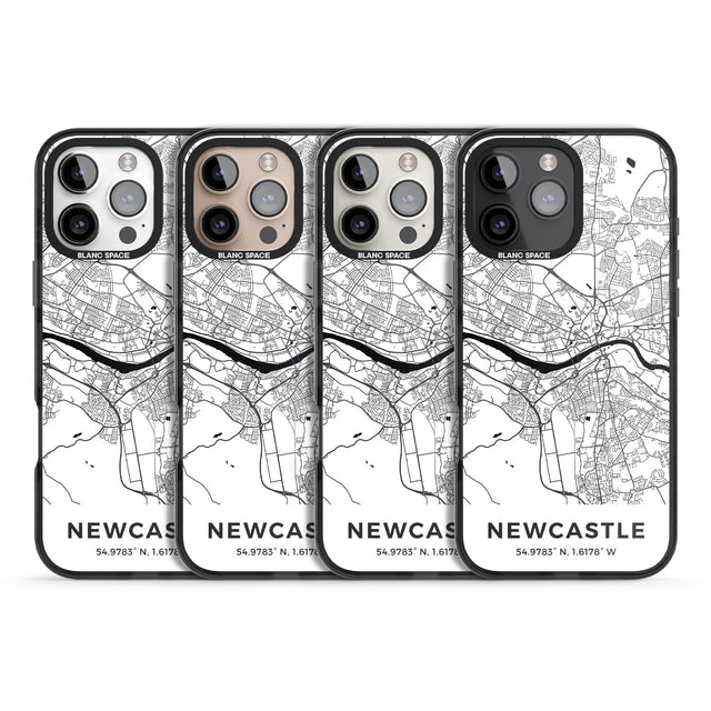 iPhone 16 Pro Max Map of Newcastle, England Black Impact Phone Case