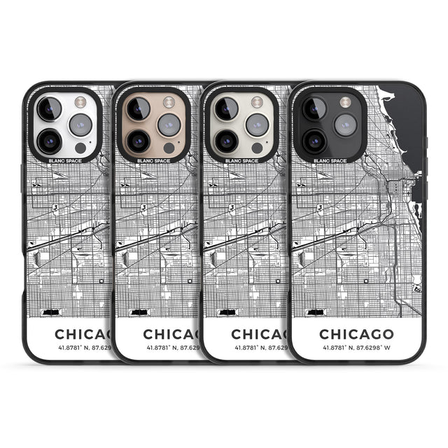 iPhone 16 Pro Max Map of Chicago, Illinois Black Impact Phone Case