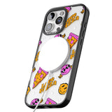 iPhone 16 Pro Max Psychedelic Love Pizza Pattern (Clear) Black Impact Phone Case