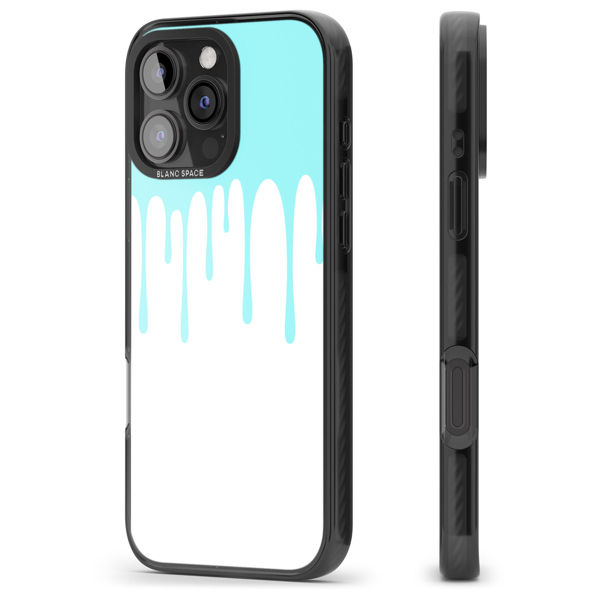 iPhone 16 Pro Max Melted Effect: Teal & White Black Impact Phone Case