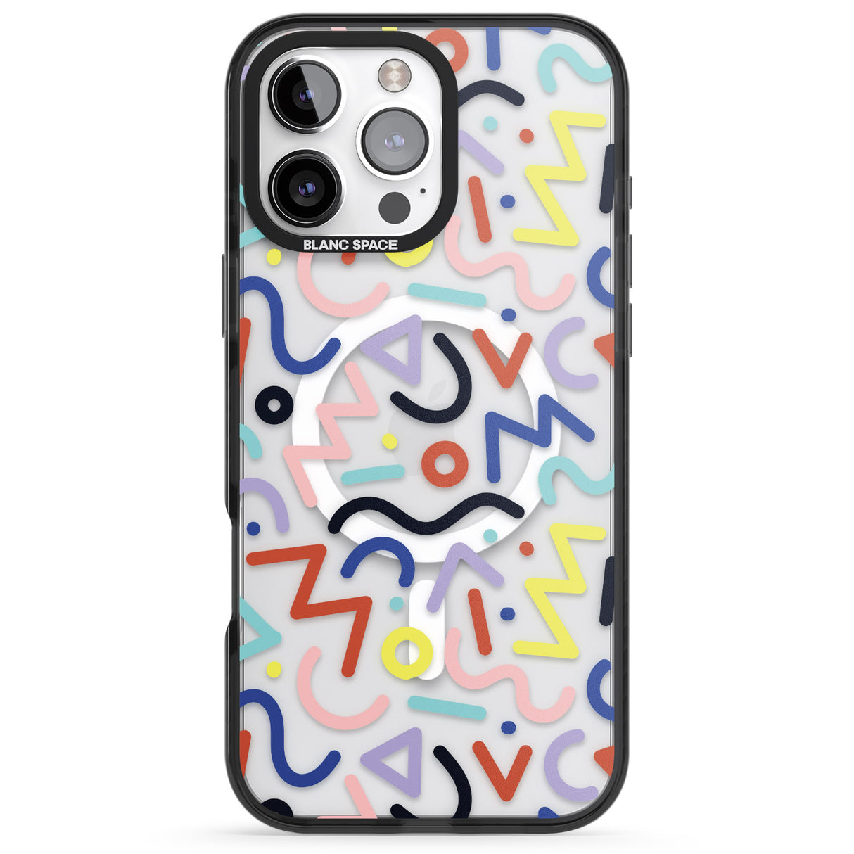 Colourful Squiggles Memphis Retro Pattern Design