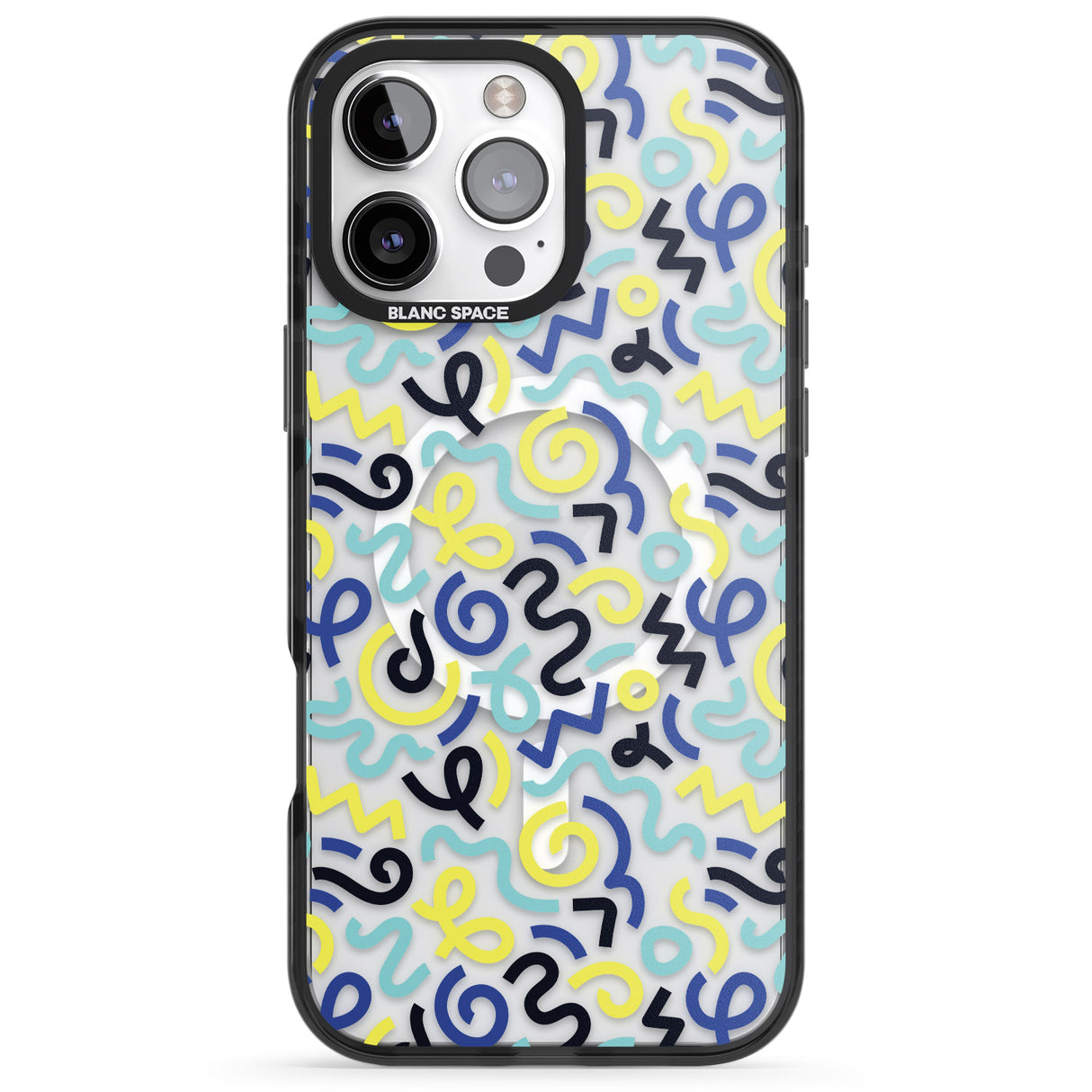 Blue & Yellow Shapes Memphis Retro Pattern Design