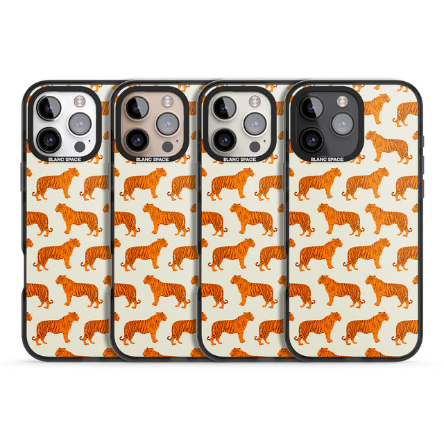 iPhone 16 Pro Max Trendy Tiger Patterns Tigers On Khaki Black Impact Phone Case