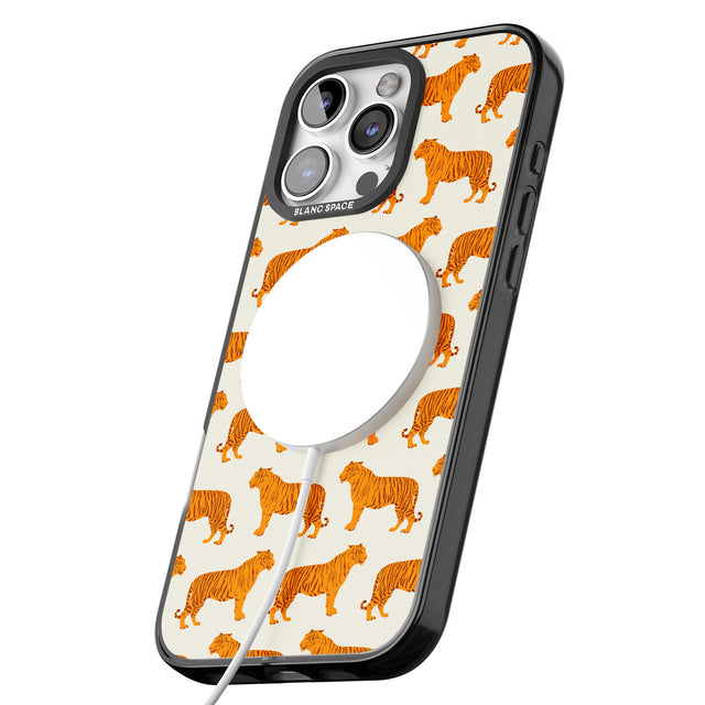 iPhone 16 Pro Max Trendy Tiger Patterns Tigers On Khaki Black Impact Phone Case