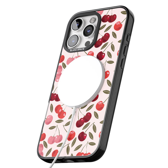 iPhone 16 Pro Max Fruity & Fun Patterns Cherries Black Impact Phone Case