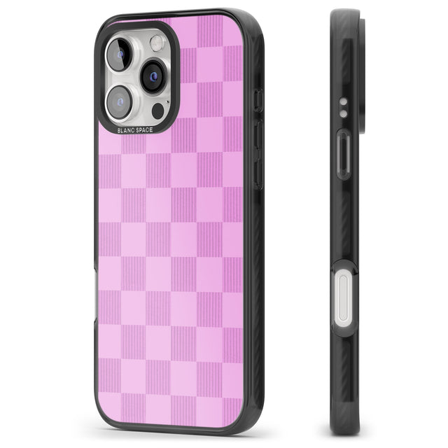 iPhone 16 Pro Max BUBBLEGUM CHECKERED Black Impact Phone Case + Magsafe