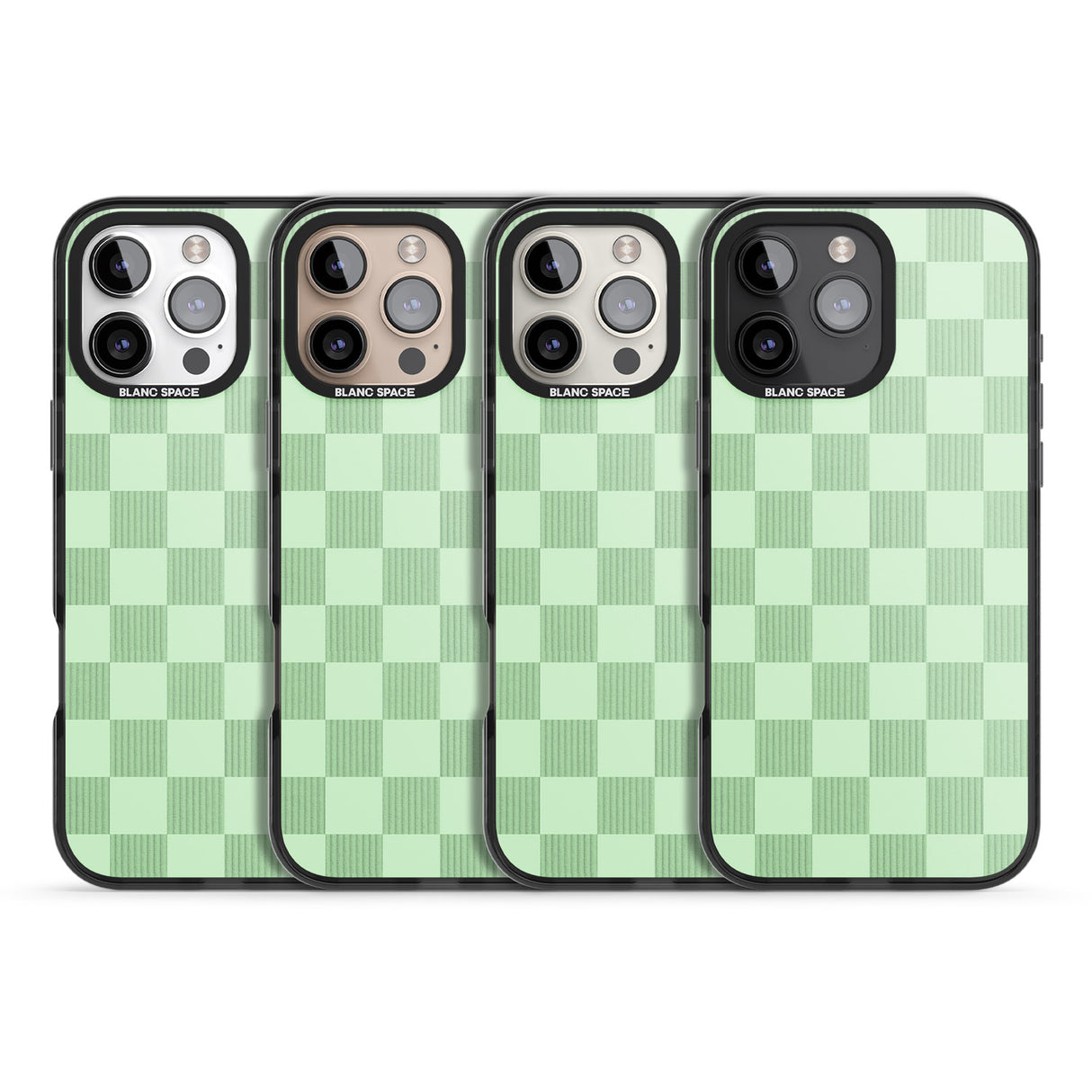 iPhone 16 Pro Max SEAFOAM CHECKERED Black Impact Phone Case + Magsafe