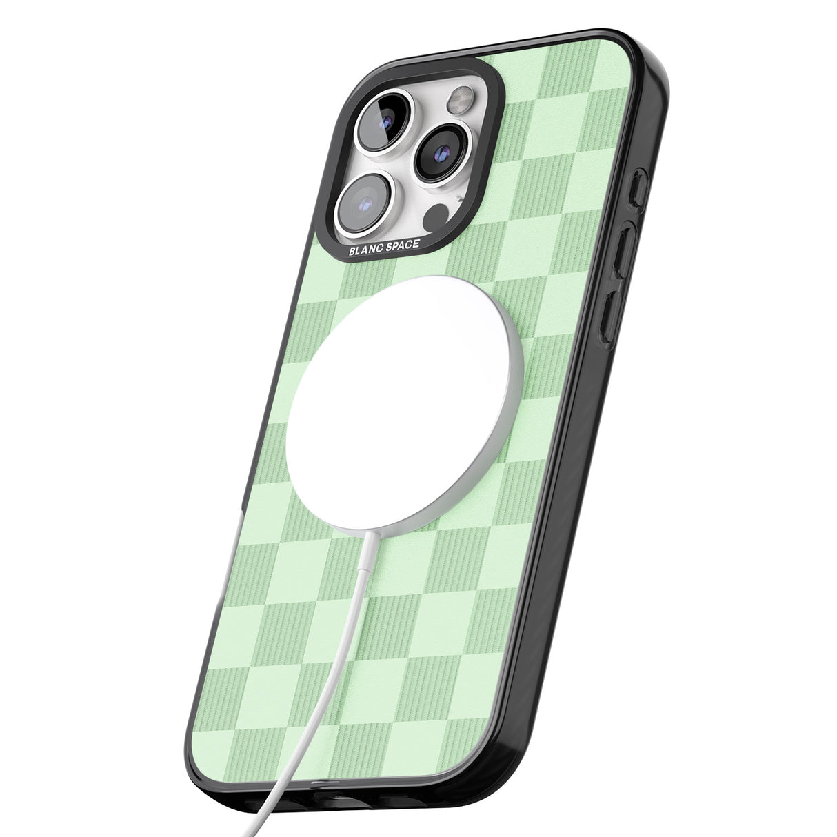 iPhone 16 Pro Max SEAFOAM CHECKERED Black Impact Phone Case + Magsafe