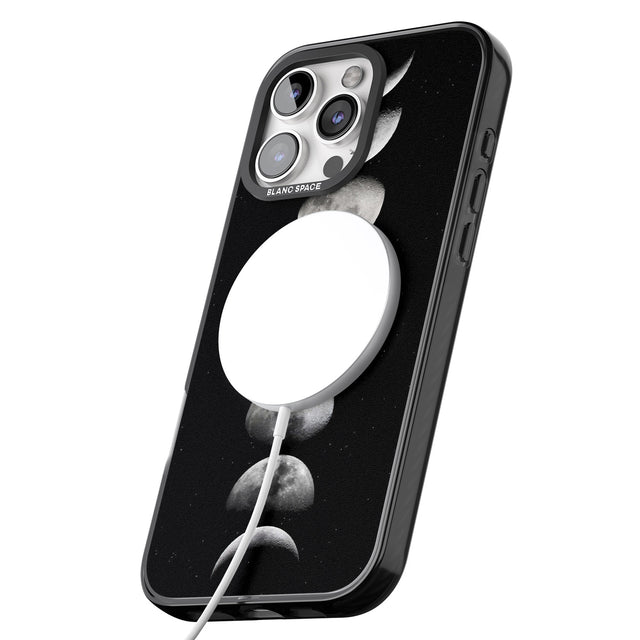 iPhone 16 Pro Max Phases Of The Moon Black Impact Phone Case