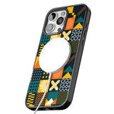 iPhone 16 Pro Max Funky Geometric Patterns: Orange & Dark Green Black Impact Phone Case