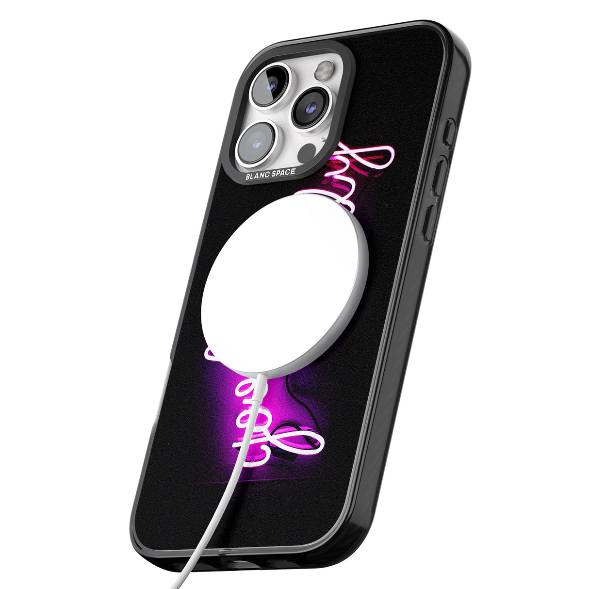 iPhone 16 Pro Max Good Vibes Only Pink Neon Black Impact Phone Case