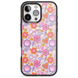 iPhone 16 Pro Max Peace, Love and Flowers Pattern Black Impact Phone Case