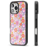 iPhone 16 Pro Max Peace, Love and Flowers Pattern Black Impact Phone Case