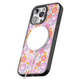 iPhone 16 Pro Max Peace, Love and Flowers Pattern Black Impact Phone Case