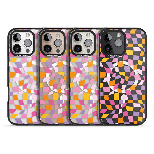 iPhone 16 Pro Max Wonky Squares Pattern Black Impact Phone Case