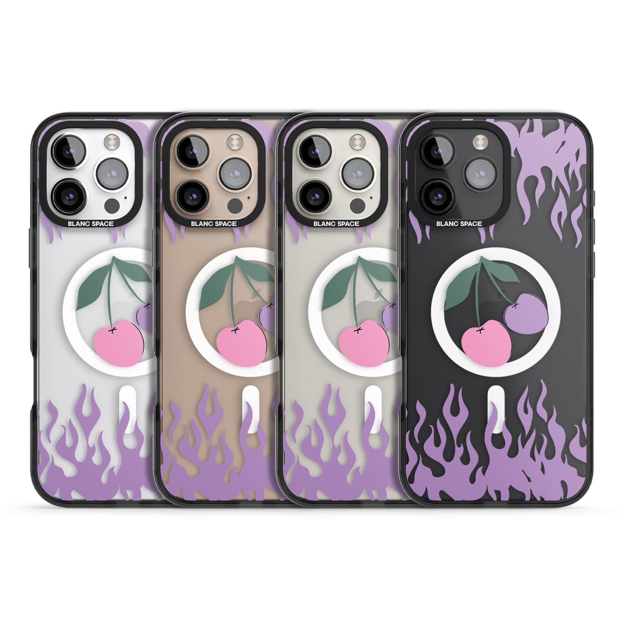 iPhone 16 Pro Max Cherries n' Flames Black Impact Phone Case