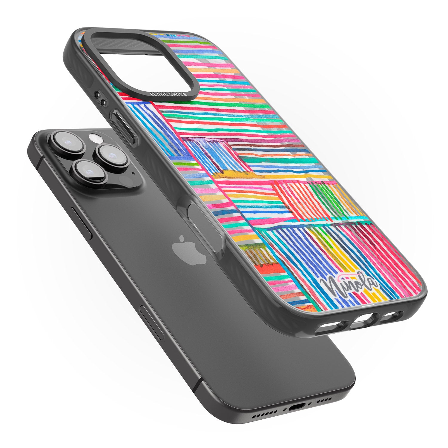 iPhone 16 Pro Max Watercolor Relaxing Lines Black Impact Phone Case