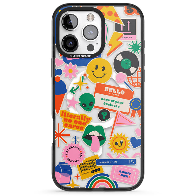 iPhone 16 Pro Max Nostalgic Stickers #1 Black Impact Phone Case