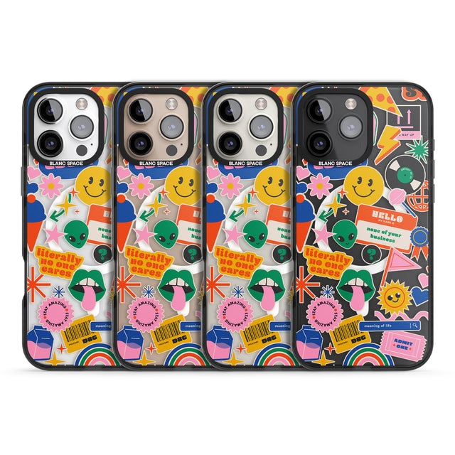 iPhone 16 Pro Max Nostalgic Stickers #1 Black Impact Phone Case