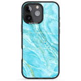 iPhone 16 Pro Max Bright Blue Onyx Marble Black Impact Phone Case