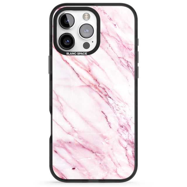 iPhone 16 Pro Max White & Pink Onyx Marble Texture Black Impact Phone Case