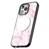 iPhone 16 Pro Max White & Pink Onyx Marble Texture Black Impact Phone Case