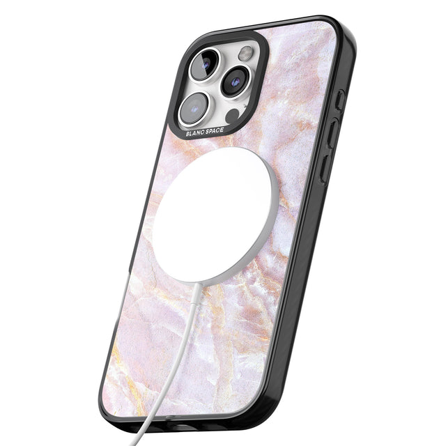 iPhone 16 Pro Max Soft Pink & Yellow Onyx Marble Black Impact Phone Case