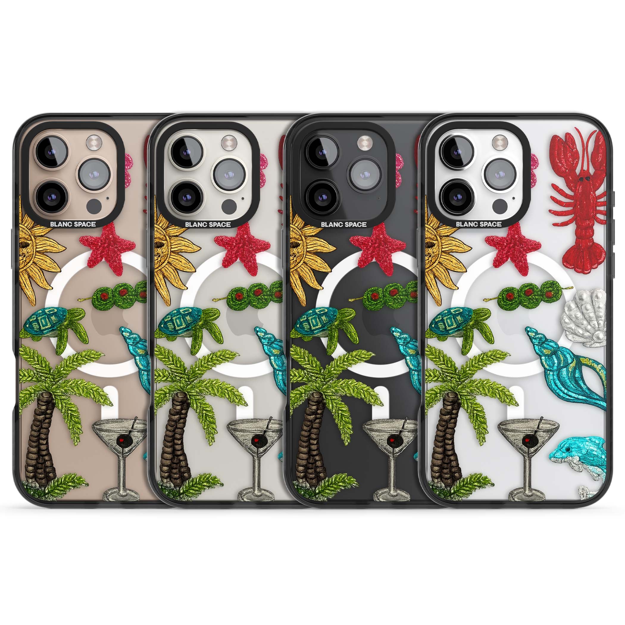 Painted Coastal Pattern coastal iPhone case | Black Impact Magsafe case for iPhone 16 Pro, iPhone 16 Pro Max