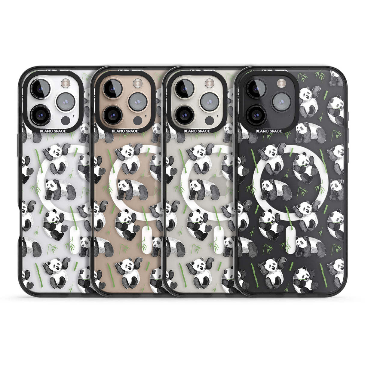 iPhone 16 Pro Max Watercolour Panda Pattern Black Impact Phone Case