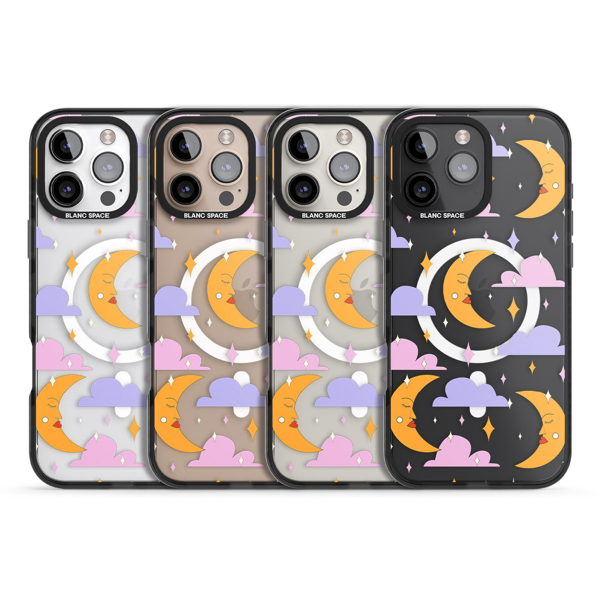 iPhone 16 Pro Max Moons & Clouds Black Impact Phone Case