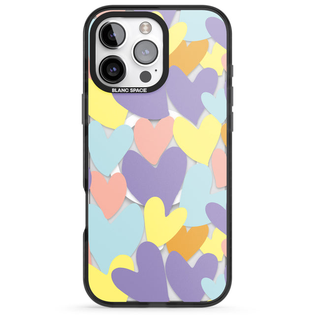 iPhone 16 Pro Max Pastel Hearts Black Impact Phone Case