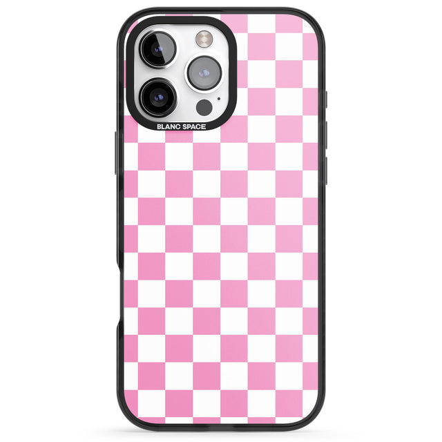 iPhone 16 Pro Max Pink Checkered Black Impact Phone Case