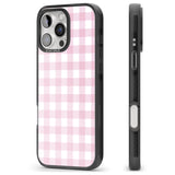 iPhone 16 Pro Max Pink Gingham Pattern Black Impact Phone Case