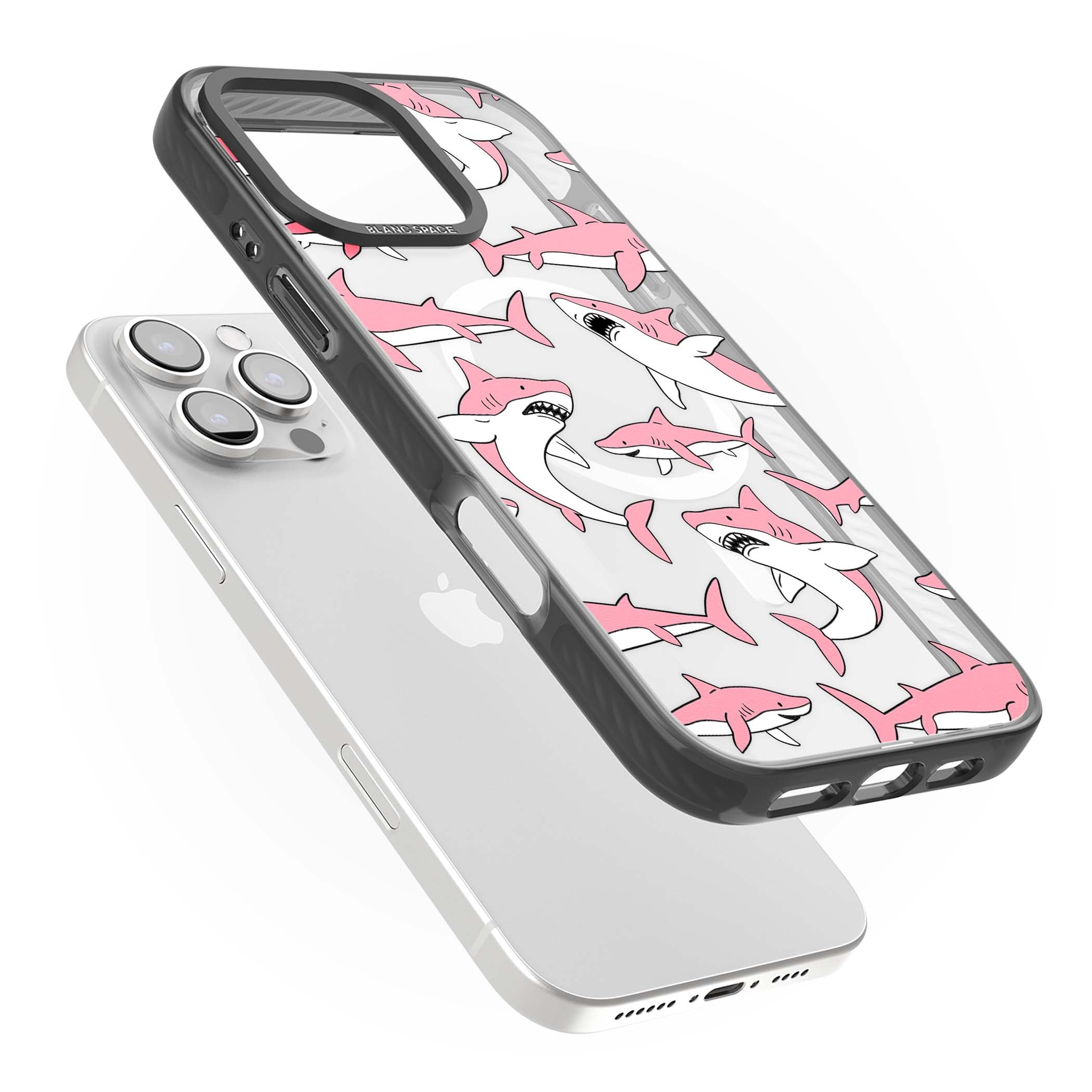 Bubblegum Sharks for her iPhone case | Black Impact Magsafe case for iPhone 16 Pro, iPhone 16 Pro Max