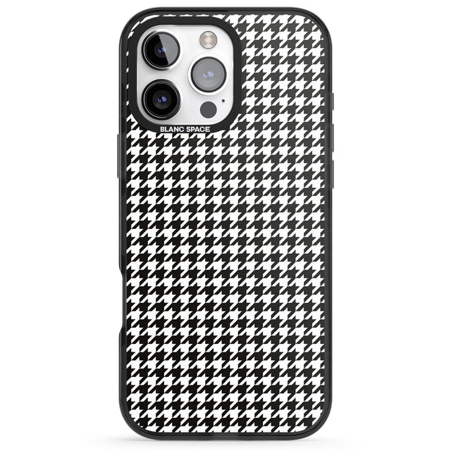 iPhone 16 Pro Max Chic Houndstooth Check Black Impact Phone Case