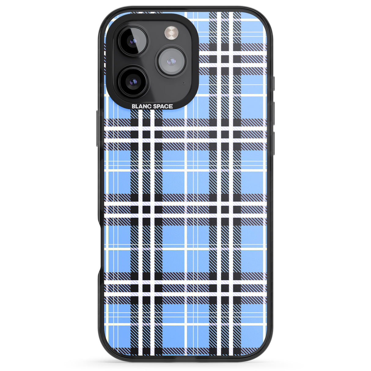 iPhone 16 Pro Max Blue Plaid Black Impact Phone Case