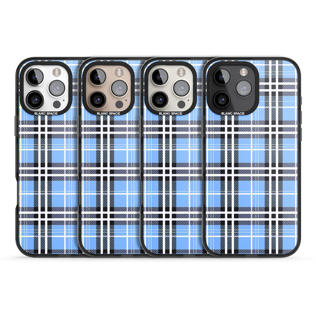 iPhone 16 Pro Max Blue Plaid Black Impact Phone Case