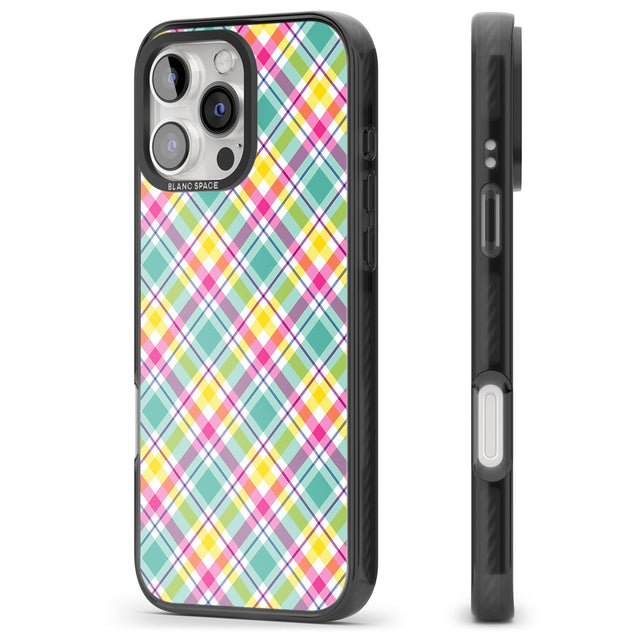 iPhone 16 Pro Max Crosshatch Plaid Black Impact Phone Case