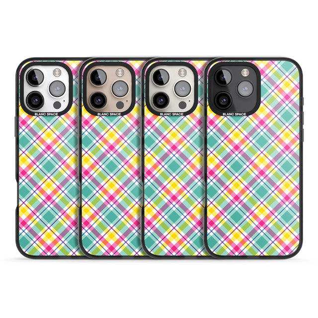 iPhone 16 Pro Max Crosshatch Plaid Black Impact Phone Case