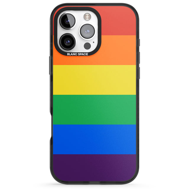 iPhone 16 Pro Max Rainbow Stripes Black Impact Phone Case