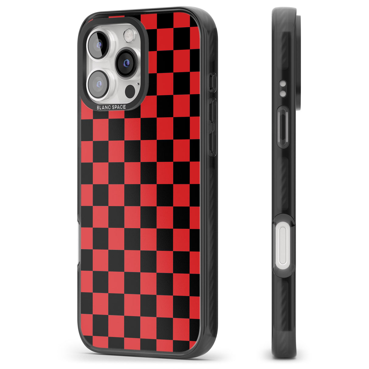 iPhone 16 Pro Max Red Black Checkered Black Impact Phone Case