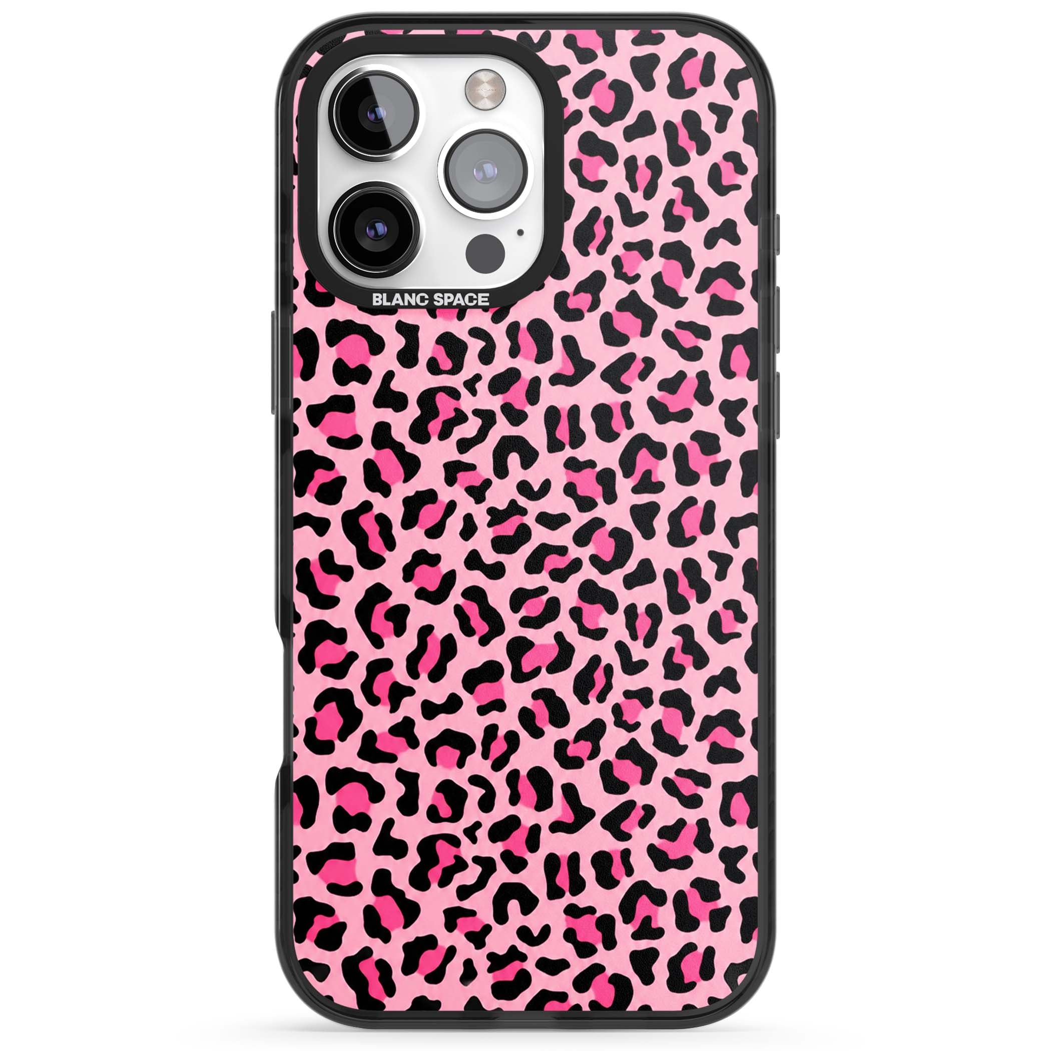 Pink Leopard baddie iPhone case | Black Impact Magsafe case for iPhone 16 Pro, iPhone 16 Pro Max