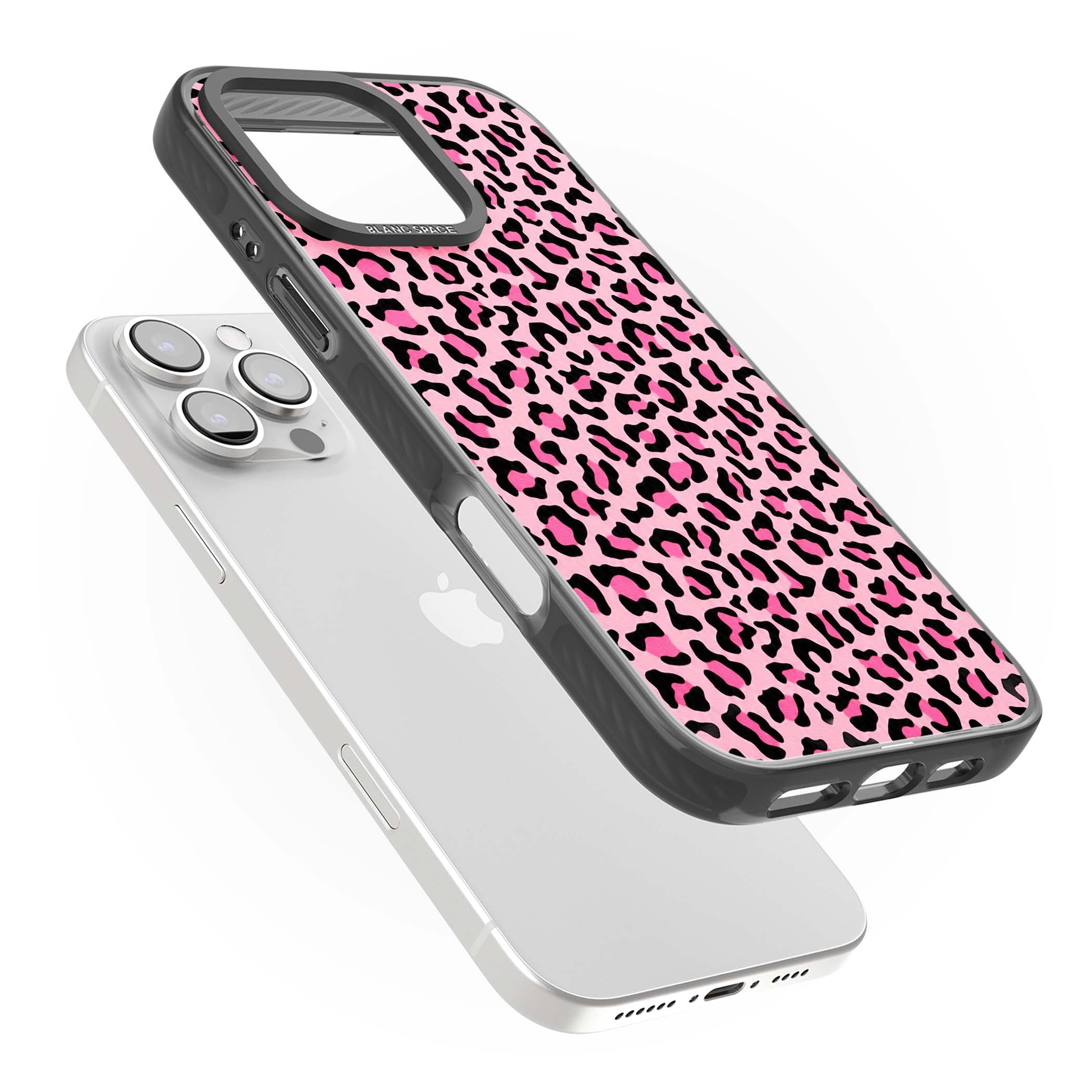 Pink Leopard baddie iPhone case | Black Impact Magsafe case for iPhone 16 Pro, iPhone 16 Pro Max