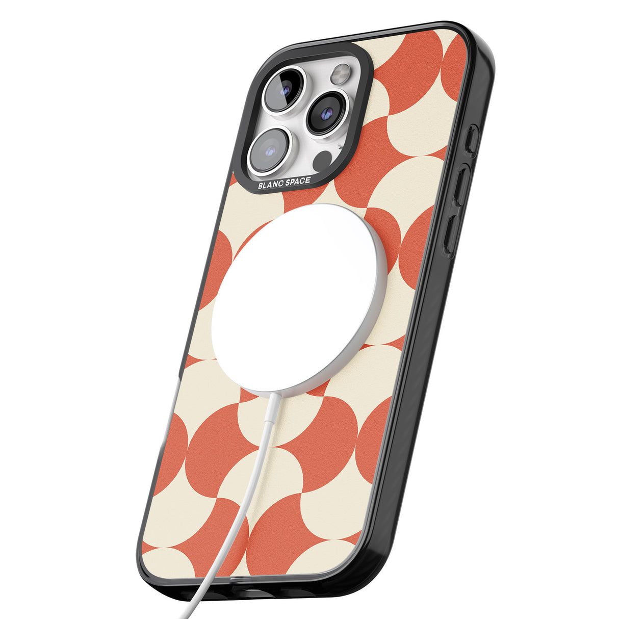 iPhone 16 Pro Max Abstract Retro Shapes: Psychedelic Pattern Black Impact Phone Case