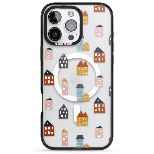 iPhone 16 Pro Max Cute Scandinavian Buildings Black Impact Phone Case