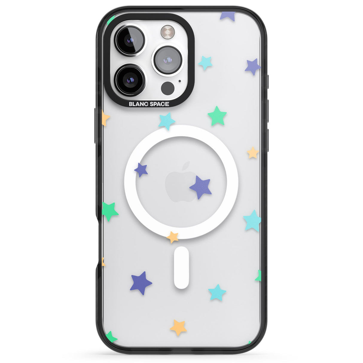 iPhone 16 Pro Max Pastel Stars Pattern Black Impact Phone Case