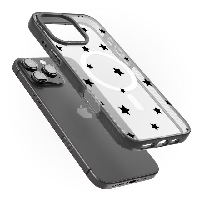 iPhone 16 Pro Max Black Stars Pattern Black Impact Phone Case